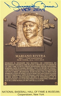Mariano Rivera Signed and Inscribed Yellow Hall of Fame Plaque Postcard (JSA) 